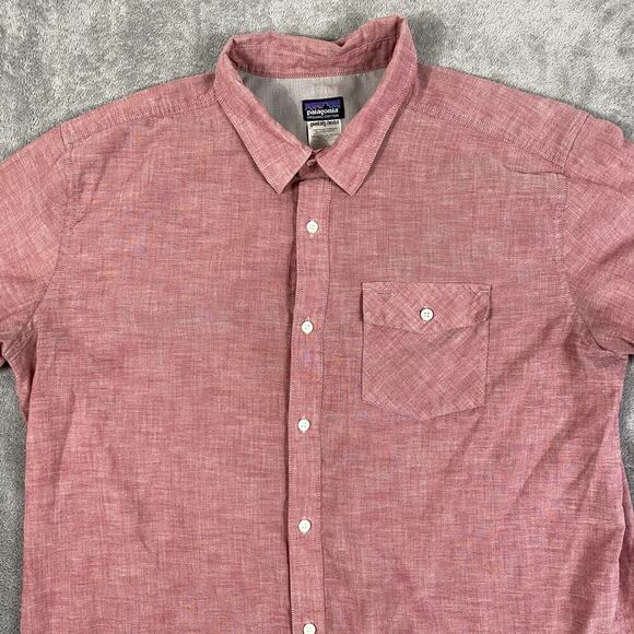 Patagonia Men's XL Pink Button Up Short Sleeve Outdoor - Picture 2 of 10